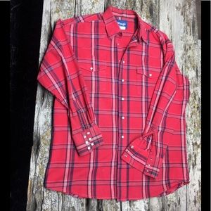Vintage Red plaid Wrangler pearl snap men’s size xl